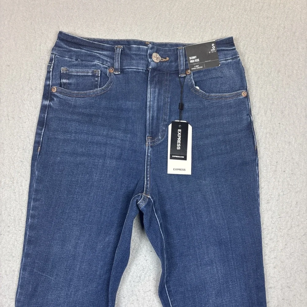 Express Jeans Womens S Blue Denim NWT Skinny‎ High Rise 4 Way Hyper Stretch